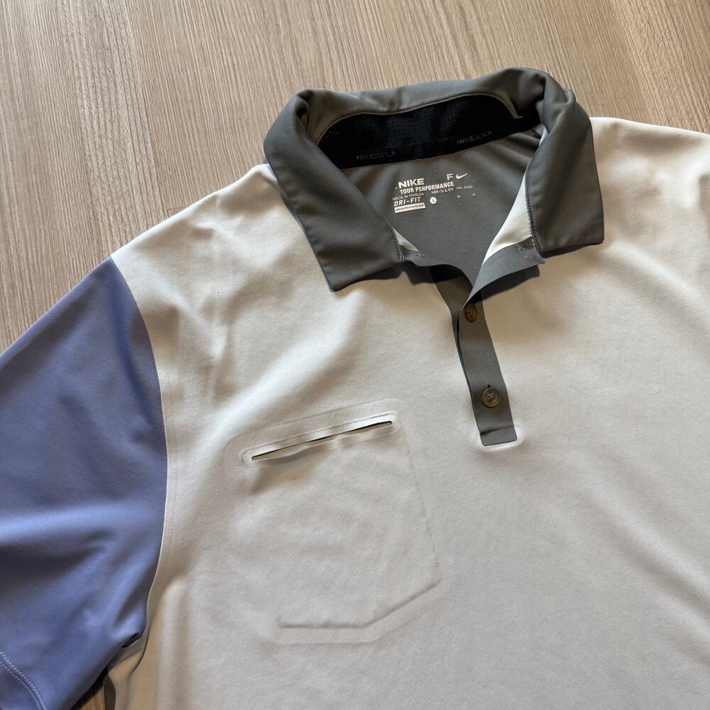 Men's Nike Golf Tour Performance Rory Mcilroy Gray Purple Golfing Polo Shirt L - Picture 2 of 8
